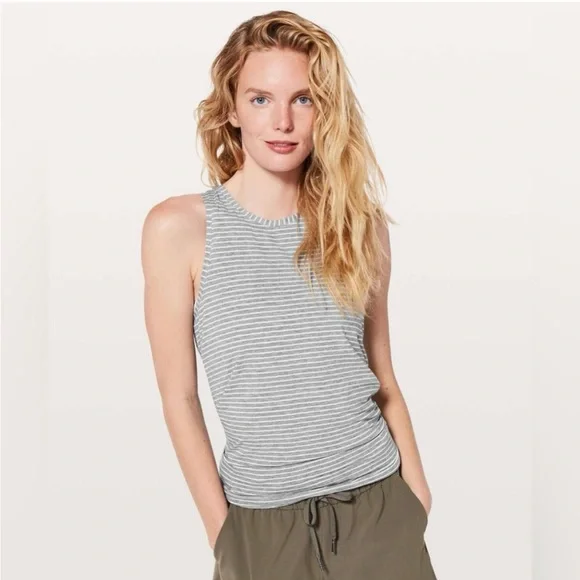 Lululemon All Tied Up Tank Gray Stripe-worn once - Picture 3 of 5